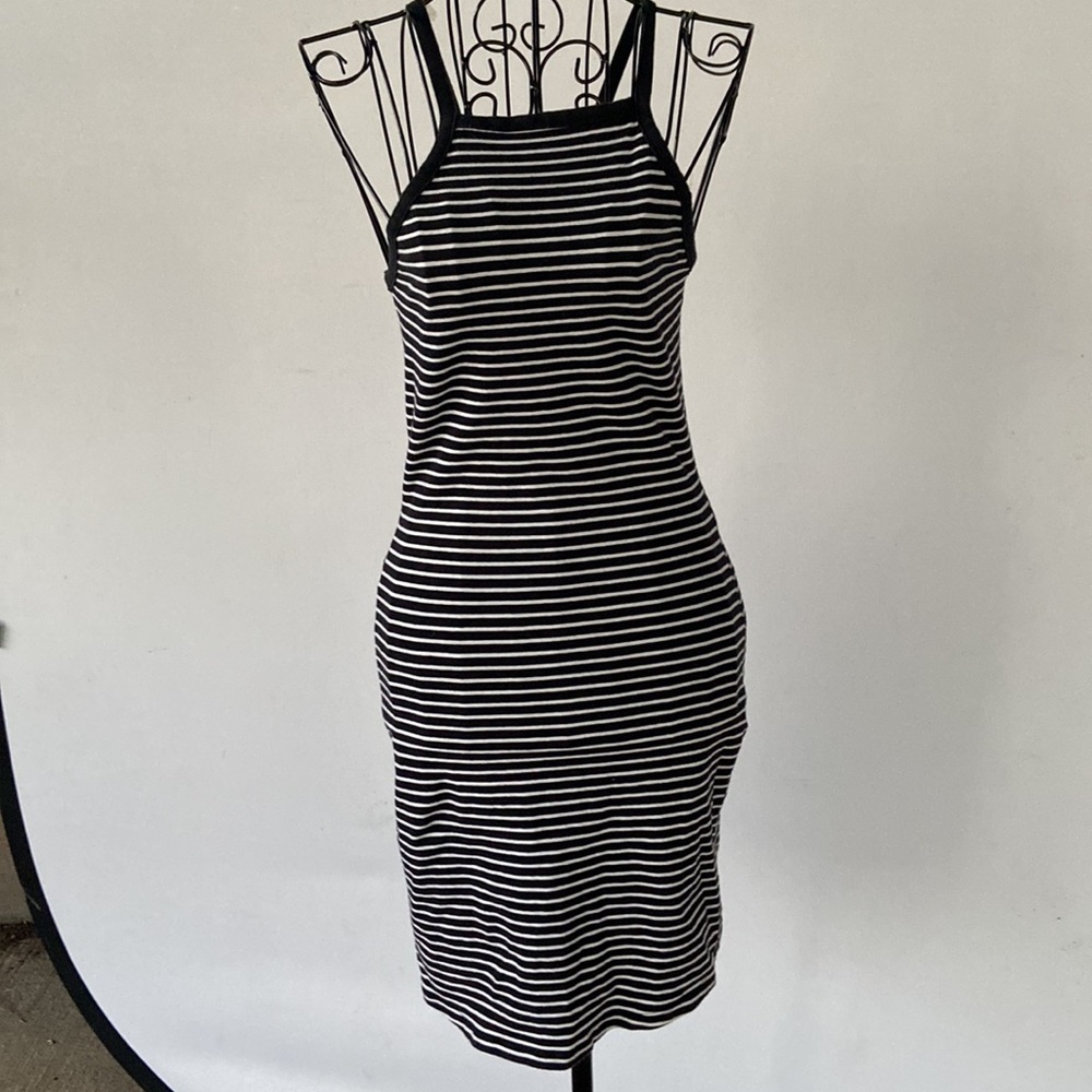 Express black and white stripe body con dress